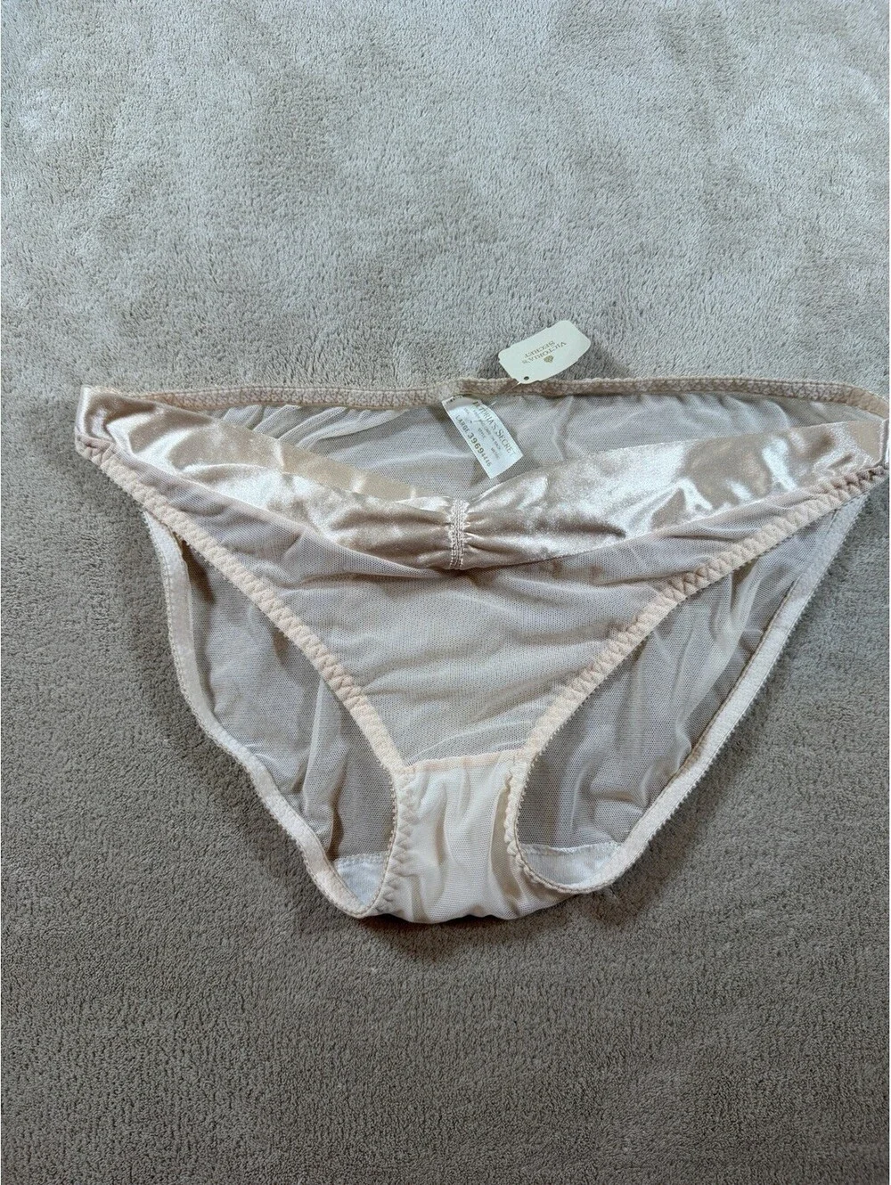 Vintage Victoria’s Secret L NWT Sheer Mesh Satin Bikini Panties Y2K Deadstock
